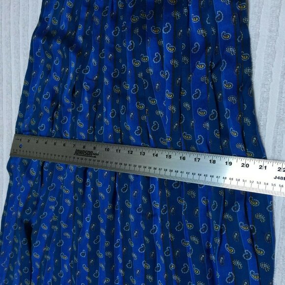 Vintage Lutz Teutloff Women's Size 10 Blue Paisley Print Silk Pleated Midi Skirt - Picture 7 of 9